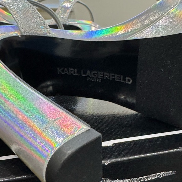 Karl Lagerfeld Silver Iridescent Heels - Picture 7 of 9